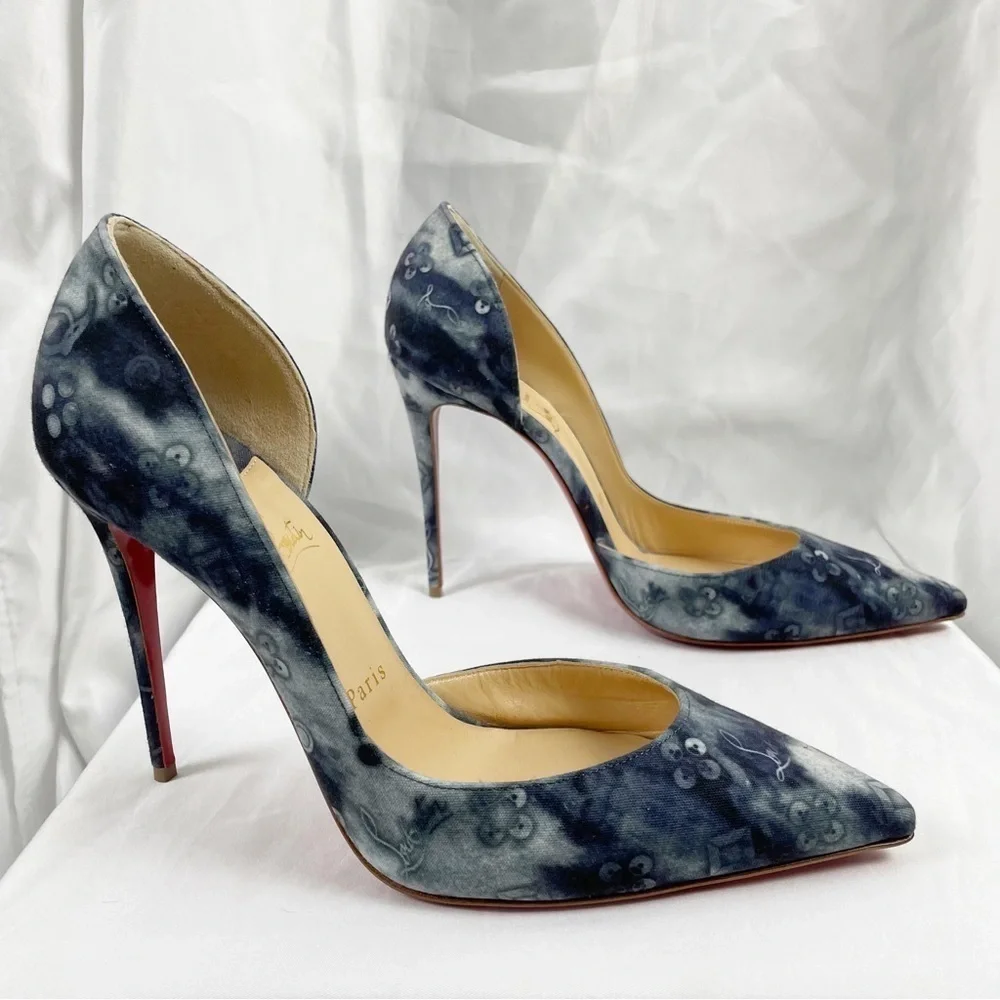 Christian Louboutin Iriza Jean Punk Pointed Toe Logo Stiletto Pumps EU 40.5